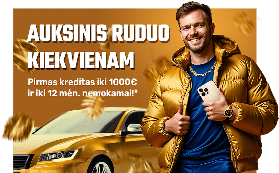 Pirmas kreditas iki 1000€ ir iki 12 mėn. nemokamai!