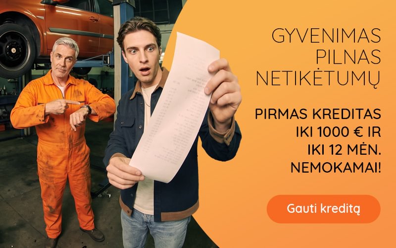 Pirmas kreditas iki 1000€ ir iki 12 mėn. nemokamai!